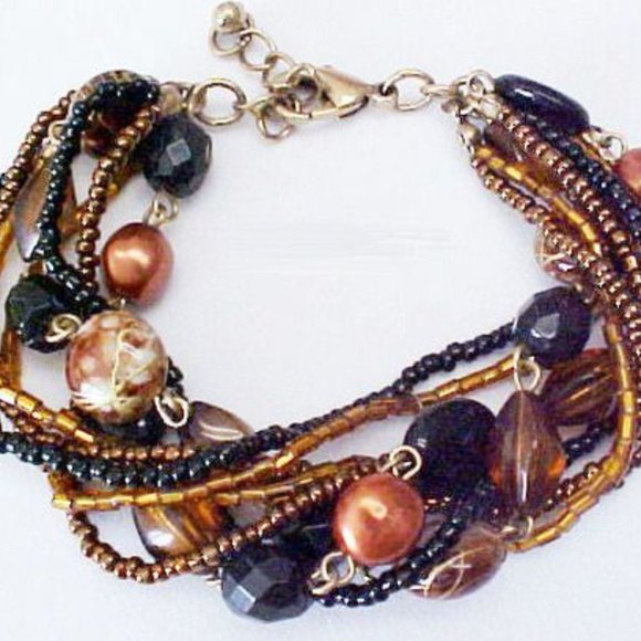 👠2 for $20 Sale 👠 Lia Sophia Br/Blk bracelet - Picture 1 of 4